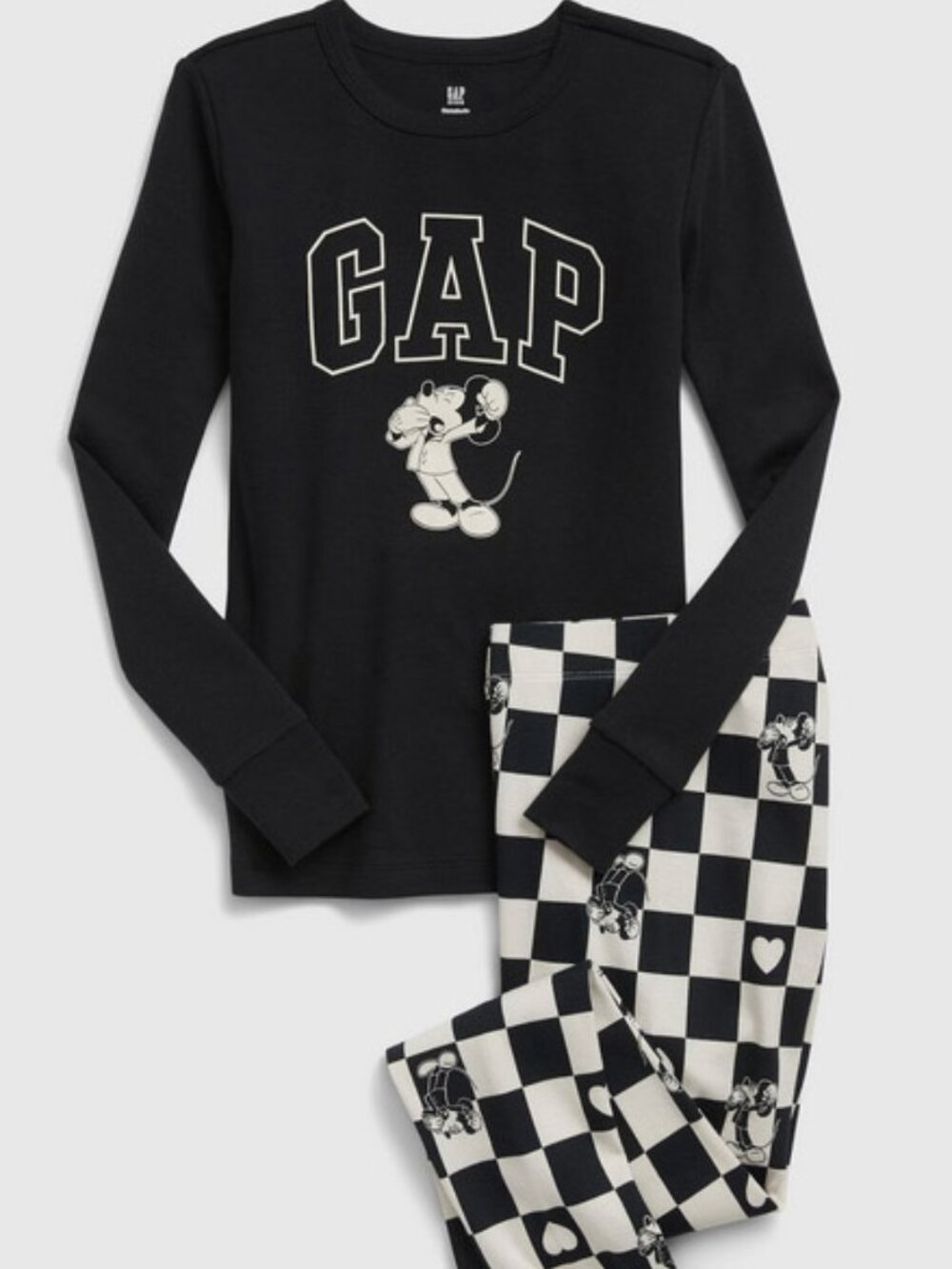 Gap Kids Disney Mickey Mouse Black White Organic Cotton Pajama Set Size 8 NEW